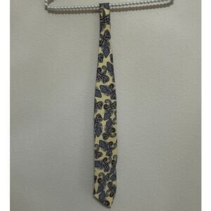 Vintage Christian Dior Tie Yellow Silk Red Paisley Necktie Made In USA